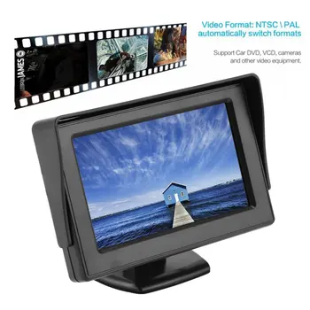 4.3 Collu TFT LCD displejs Auto Atpakaļskata Pilnu Krāsu Displejs 2-kanālu Video ievades Vizuālo Atpakaļgaitā Automašīnu VCD/DVD/GPS/Kameras