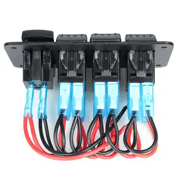 4 Banda LED Šūpuļzirgs Slēdzis Panelī 3 Krāsas Ciparu Voltmetrs Dual USB Ports, 12V / 24V Kontaktligzdu Kombinācijas Ūdensizturīgs Auto Jūras Laivu