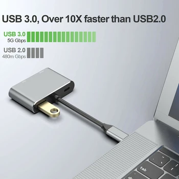 4 in 1 USB Type-C HDMI VGA Karšu Lasītājs Porti Hub Adapteris priekš MacBook-Pro