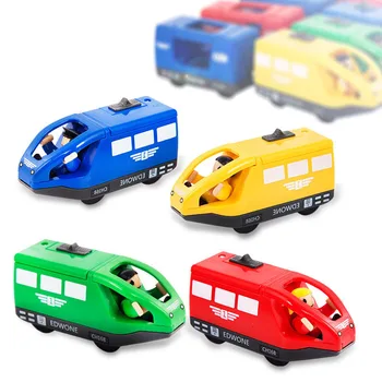 4 Krāsas Bērnu Elektriskais Vilciens Rotaļlietas 10.5*4CM Magnētisko Koka Slots Lējumiem Elektronisko Transportlīdzekļu Rotaļlietu Dzimšanas dienas Dāvanas Bērniem Bērnu