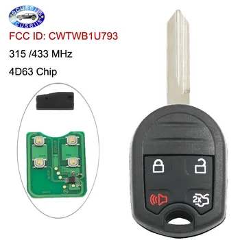 4 Pogu, Keyless Smart Remote Taustiņu Vadības 315/433MHZ Ar 4D63 Čipu Ford Mustang Exploror Malas FCC ID: CWTWB1U793