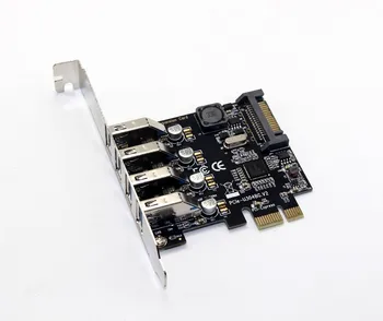 4 Port USB 3.0 5Gbps PCI-Express X1 Kartes Adapteri HUB Atbalsta Zema Profila Kronšteins