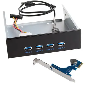 4 Porti USB 3.0 Priekšējā Panelī, Sadalītāji HUB USB 3.0 PCI Express PCI-E Kartes Adapteri 5.25