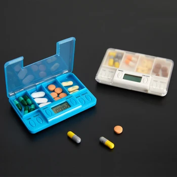 4 Režģa Saprātīga Plastmasas Uzglabāšanas Kastes Elektronisko Laiks Atgādinājums Medicīna Kastes Trauksmes Taimeris Tabletes Galda Organizators Tableti Konteineru