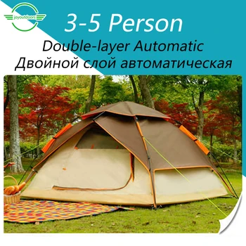 4, Sezonas Auto Telts 3-5 Persona, Dubultā slāņa ūdensizturīgs, elpojošs āra Viegls kempinga telts profesionālo automātiskās teltis