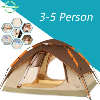4, Sezonas Auto Telts 3-5 Persona, Dubultā slāņa ūdensizturīgs, elpojošs āra Viegls kempinga telts profesionālo automātiskās teltis
