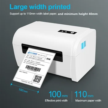4 x 6 collu Shipping Label Printer Portatīvo Svītrkodu Uzlīmes Express Pavadzīmju Drukāšana 110mm termoprinteris ar marķējuma turētājs