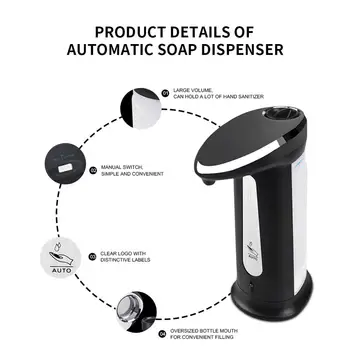 400 ml Smart Sensors, Automātiskais Šķidro Ziepju Dozators Touchless ABS Electroplated Sanitizer Dispensador Virtuves un Vannas istabas
