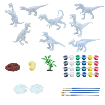 42 GAB DIY Krāsotas Dinozaurs Baltā, Tukšā Modelis Puses Glezniecības Dinozauru Grafiti Spēle, kas Bērnu Izglītojošās Rotaļlietas