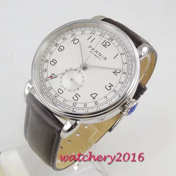 42mm PARNIS white dial Arābu zīmes datuma logu st automātiskā mens watch