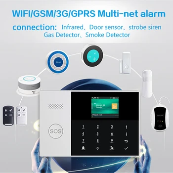 433MHZ IOS, Android APP, Tālvadības pults, LCD Touch Tastatūra Bezvadu WIFI SIM GSM RFID Mājas apsardzes pakalpojumi, Apsardzes Drošības Signalizācijas Sistēmas Sensors