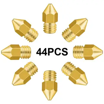 44PCS 3D Printera Sprauslu MK8 Presēt Galvu Creality CR-10 0.2 mm, 0,3 mm, 0,4 mm, 0,5 mm, 0,6 mm, 0.8 mm, 1,0 mm