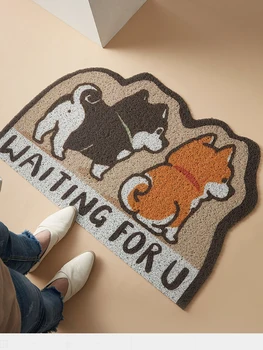 45x75cm/ 60x90cm radošo Shiba Inu suns pvc slokšņu mat doormat grīdas paklājs, paklājs gaitenis mat putekļiem