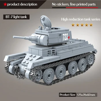 462PCS BT-7L Gaismas Tvertnes Modelis, Celtniecības Bloki Militāro WW2 Tanku Armijas Karavīri Skaitļi Ieroci Bloki Rotaļlietas Bērniem
