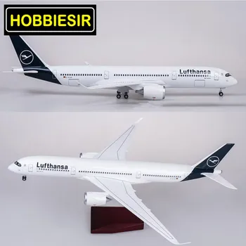 47CM 1/142 Lufthansa Aviosabiedrību, Modeļa Lidmašīnas Airbus A350 Gaisa kuģa W LED Light & Riteņu Lējumiem Plastmasas Sveķu Plaknes Kolekcija