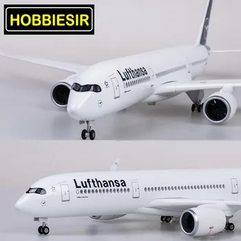47CM 1/142 Lufthansa Aviosabiedrību, Modeļa Lidmašīnas Airbus A350 Gaisa kuģa W LED Light & Riteņu Lējumiem Plastmasas Sveķu Plaknes Kolekcija