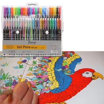 48 Unikālas Krāsas Gēla Pildspalvas Pieaugušo Mākslas Marķieri Bērnu Zīmējumu Amatniecības Piederumi Dāvanas Komplekts