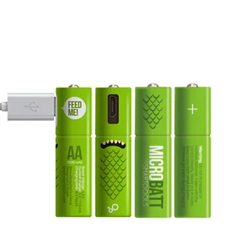 4gab/daudz Karstā jauns 1,2 V AA uzlādējamas baterijas 1000mAh USB Ni-MH uzlādējams akumulators ar Micro-USB uzlādes kabelis