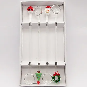 4gab Murano Stikla Ziemassvētku eglītes , Pingvīns, kruķis, Santa Claus, sniegavīrs, vainags, dāvanu iepakojumā Figūriņas dekoratīvie stikla karoti