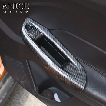 4GAB Oglekļa šķiedras krāsu Durvju Logu Pacēlāju Pogu Paneļa Vāku roku balsts, piemērots Ford Focus MK3 RS ST 2012-2018 LHD KREISAJĀ PUSĒ