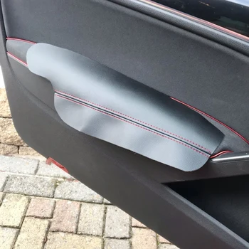 4gab/set black microfiber ādas automašīnas durvju roku balstu segtu durvju paneļa vāku apdare piederumi Golf 6 MK6 2010 2011 2012 2013