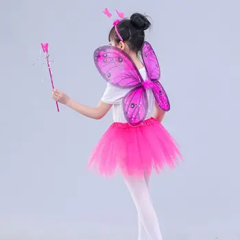 4gab Sievietes, Meitenes Pasaku Cosplay Kostīmu Uzstādīt LED Imitētu Tauriņa Spārnu Norādīja Tutu Svārki Galvu Zizli Princese Puse uzposties