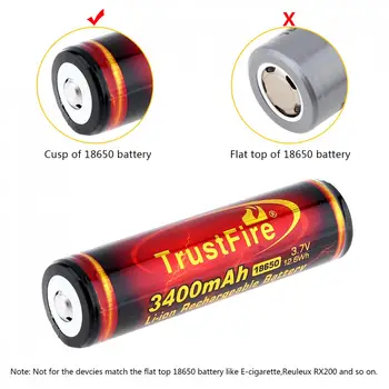 4gab TrustFire 3,7 V 3400mAh 18650 Li-jonu Akumulators ar Augstu Kapacitāti ar Aizsargāto PCB LED Lukturi /Lukturu