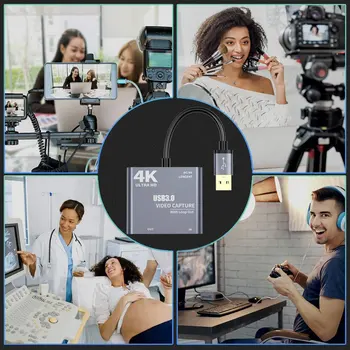 4K 1080P USB 3.0 uz HDMI saderīgas Video Audio Spēles Capture Karte Ar Loop Out Pilnu 1080p 60 Ierakstīt, Izmantojot DSLR Videokamera