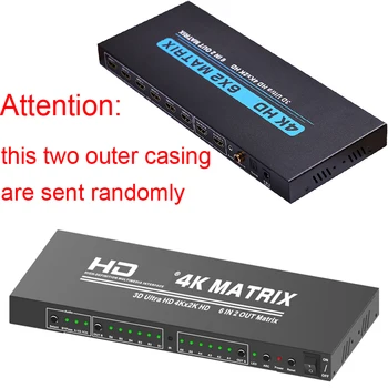 4K 6x2 Matrix Multi Līdz 2 HDMI-saderīgam Slēdzis Sadalītāja HD Video Converter 3D Koaksiālie Toslink Audio Extractor PC Ar TV Monitoru