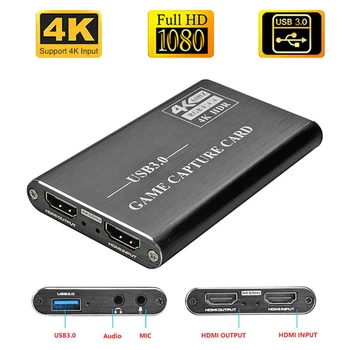 4K HDMI Spēles Video Capture Card USB3.0 1080P Grabber Dongle HDMI Capture Karte OBS Notveršanā Spēli Capture Karte tiešraide