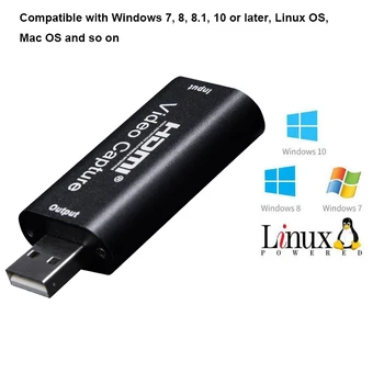 4k USB 2.0, HDMI Video Grabber Ierakstīt Lodziņā PS4 Spēle DVD Videokamera HD Kameras Uzņemšanas Ieraksta Tiešraidi