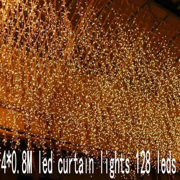 4m Krituma 0,8 m Ziemassvētku Vītnes LED String Ziemassvētku Neto Gaismas Pasaku Xmas Party Dārza Kāzu Dekorēšana Aizkaru Gaismas