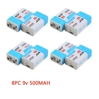 4pc 9V 500mAh li-ion akumulators Mikro USB Baterijas 9 v litija par Multimetrs Mikrofons Rotaļlieta, Tālvadības pults KTV izmantot