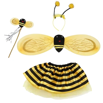 4Pc Bumble Bee Medus Meitenēm, Bērniem, Pasaku Halloween Fancy Dress Up Party Kostīms