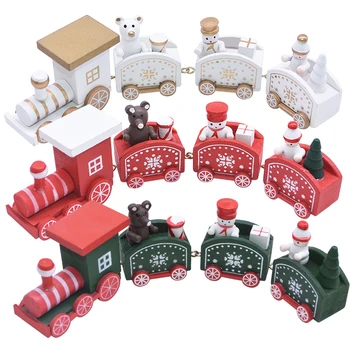 4Pieces Ziemassvētku Koka Vilcienu Mini Krāsotas Ziemassvētki Vilcienu Bērniem Vilciena Modelis, Transportlīdzekļa Rotaļlietas Jaunā Gada, Ziemassvētku Rotājumus Bērniem Dāvanas