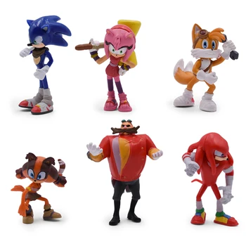 4st Paaudzes Sonic Ezis PVC Rīcības Attēls 4-7cm Anime Attēls Sonic PVC Modeli, Rotaļlietas, Lelles Bērni Bērniem Dāvanas, 6pcs/komplekts