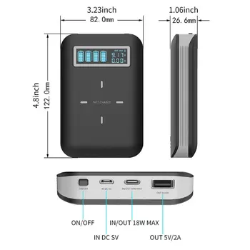 4x 18650 Akumulatoru DIY Qi Bezvadu Lādētājs USB Type C PD Ātrās Uzlādes Strāvas Banka Kastes Apvalks Gadījumā par Mobilo Telefonu, Planšetdatoru