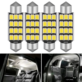 4X C5W 31mm 36mm 39mm 42mm LED Auto salona Apgaismojuma Canbus Bez Kļūdām Vīt LED Spuldzes 6000K Baltā Dome Lasīšanas Gaismas Auto Spuldzes