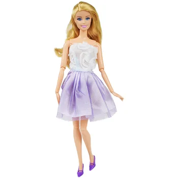 5 Gab./daudz Modes Puse Spīd Mežģīnes Augstas Kvalitātes Rokasgrāmata Mājās Kleita Lelle Piederumi Meitene Rotaļu Barbie Lelle Drēbes