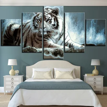 5 Gabali Dzīvnieku Tiger Kanvas Glezna Meža Ķēniņš Plakāti Zvērs Bildes Par Modes Jaunas Mājas Dzīvojamā Telpu Dekorēšana Rāmis Dāvanu