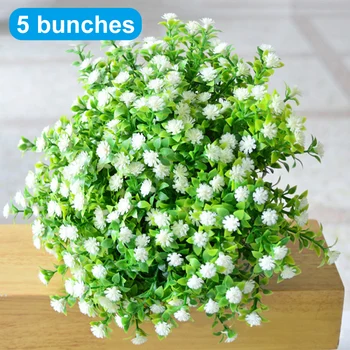 5 gabali roku darbs ziedu zaļo augu eikalipta āra līgavas kāzu pušķi apdare balts 5 gypsophila XH8Z