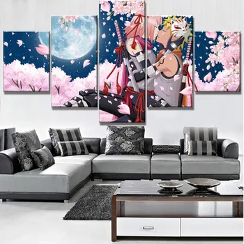 5 Gabals Audekls Mākslas HD Drukāt Naruto Anime Plakātu Ainavu Sienas Mājās Moderni Dekori Dzīvojamā Istaba & Guļamistaba Dekorēšana Krāsošana