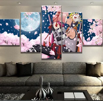 5 Gabals Audekls Mākslas HD Drukāt Naruto Anime Plakātu Ainavu Sienas Mājās Moderni Dekori Dzīvojamā Istaba & Guļamistaba Dekorēšana Krāsošana