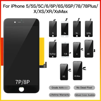 5 Gabals Grade AAA+++ Nomaiņa Touch Digitizer Montāža LCD Displejs Priekš iPhone 5 5S SE 6S 6 7 8 Plus X XS XR XS max LCD Ekrāns
