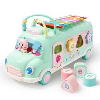 5 in 1 Bērnu Mūzikas Autobusu Rotaļlietas Daudzfunkcionāls Sākumā Izglītības Auto Rotaļu Xylophone Krelles Bloki Šķirošanas Montessori Spēles Rotaļlietas Dāvanu
