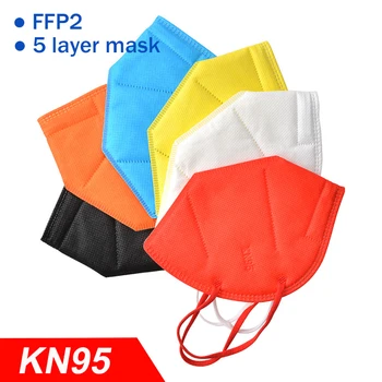 5 Krāsas KN95 Sejas Maska ir Viegli Elpot Respiratoru 5 Slāņi CE FFP2 Sejas Aizsardzības Muti Vienreizējās lietošanas Maskas Mascarillas Masque