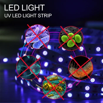 5 Metru 12V UVC LED Strip Gaismas 600 Led UVC Lampas Sterilizer UV-Lentu, Sterilizācija Gaismas 265nm UVC LED Sterilizer Diožu Lentas