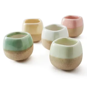5 sērijas 2,2 Collu Konteineru Pods Keramikas Plūst Glazūru Piecu Krāsas Bāzes Sērijas Komplekts Sulīgs Augu Pot Cactus Flower Pot Dāvanu