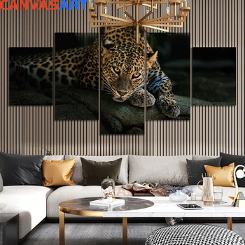 5 Zelta Gabals Cheetah Plakāti un Izdrukas Mūsdienu Dzīvnieku Dekoratīvo Sienas, Attēlus Leopard Audekls Gleznas Dzīvojamā Istaba Dekori