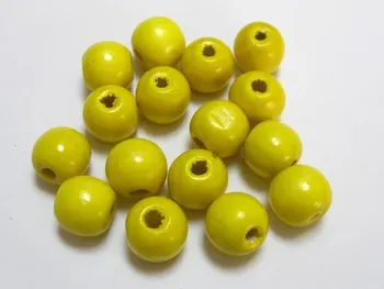 50 Dzeltena Apaļa Koka Krelles 16 mm~Koka